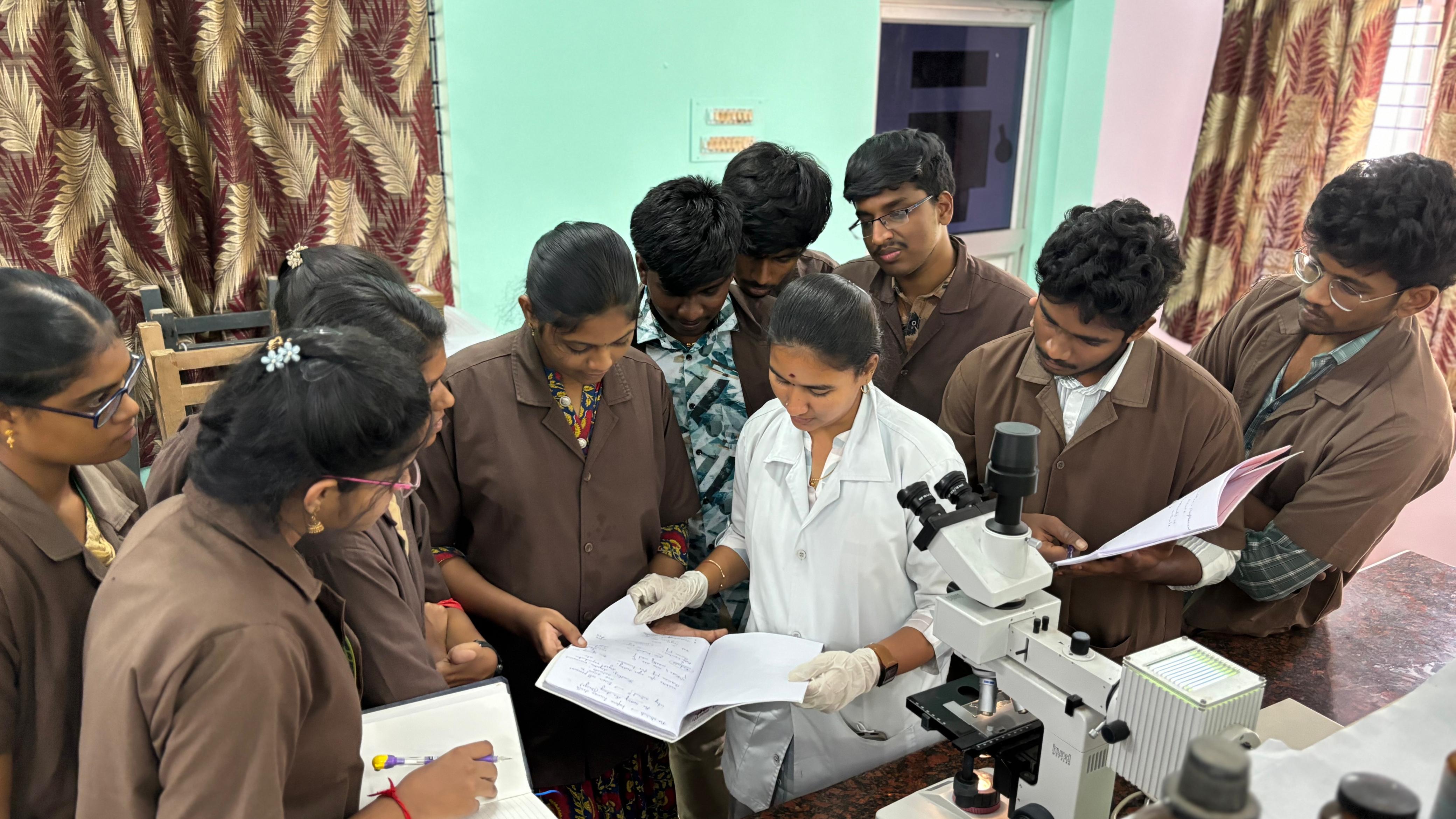 Students observing a supervised preclinical research demonstration